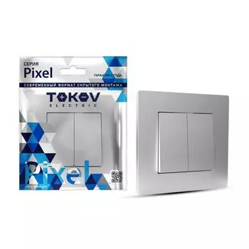 Выключатель Tokov Electric Pixel TKE-PX-V2F-C03, 2кл., скрытый монтаж, в сборе, алюминий (TKE-PX-V2F-C03)