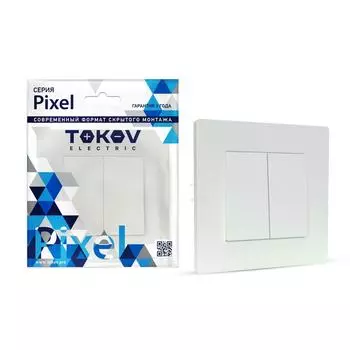 Выключатель Tokov Electric Pixel TKE-PX-V2F-C04, 2кл., скрытый монтаж, в сборе, Перламутровый (TKE-PX-V2F-C04)