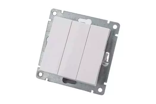 Выключатель UNIVersal Афина A0043, 3кл., скрытый монтаж, механизм с накладкой без рамки, белый (A0043)