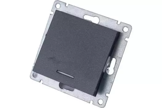 Выключатель UNIVersal Афина A0121-Gr, 1кл., индикатор/подсветка, скрытый монтаж, механизм с накладкой без рамки, графит (A0121-Gr)