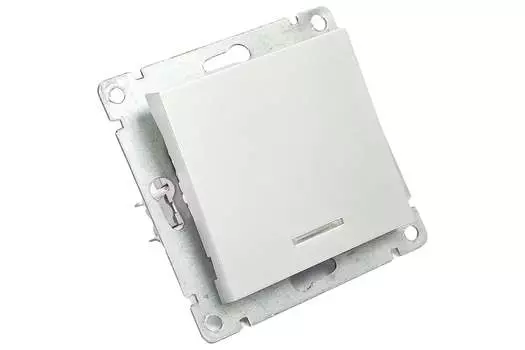 Выключатель UNIVersal Афина A0121-S, 1кл., индикатор/подсветка, скрытый монтаж, механизм с накладкой без рамки, серебро (A0121-S)