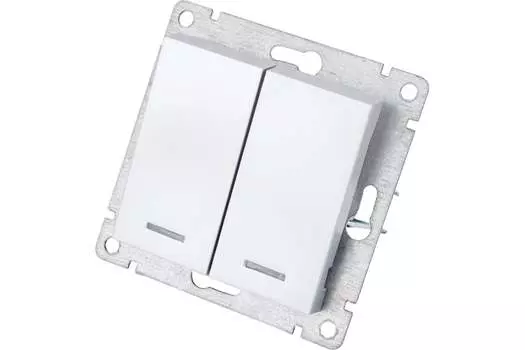 Выключатель UNIVersal Афина A0123-S, 2кл., индикатор/подсветка, скрытый монтаж, механизм с накладкой без рамки, серебро (A0123-S)