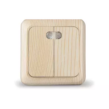 Выключатель UNIVersal Олимп 5560841, 2кл., индикатор/подсветка, открытый монтаж, в сборе, сосна (5560841)