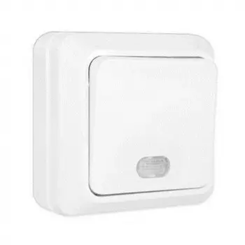 Выключатель UNIVersal Олимп О0121, 1кл., индикатор/подсветка, открытый монтаж, в сборе, белый (О0121)