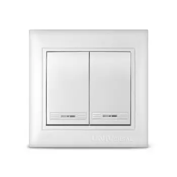 Выключатель UNIVersal Севиль С0123, 2кл., индикатор/подсветка, скрытый монтаж, в сборе, белый (С0123)