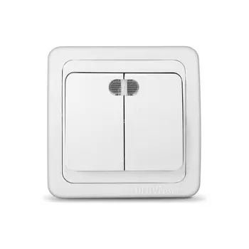 Выключатель UNIVersal Валери В0123, 2кл., индикатор/подсветка, скрытый монтаж, в сборе, белый (В0123)