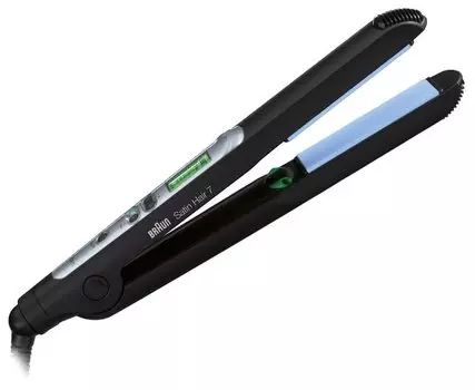 Выпрямитель Braun Satin Hair 7 IONTEC ST 710, 200°C, 42Вт, керамическое покрытие, 9 режимов, 2м, скругленные пластины для завивки , термоизолированный наконечник, ионизация, функция памяти, черный (81461099)