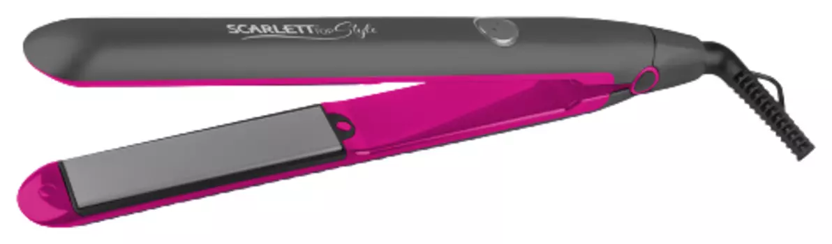 Выпрямитель для волос Scarlett Top Style SC-HS60678, 200°C, 35Вт, керамическое покрытие, 1 режим, петля для подвешивания, 1.7м, Индикация включения, плавающие пластины, вращение шнура, функция блокировки пластин, черный/фиолетовый (SC-HS60678)