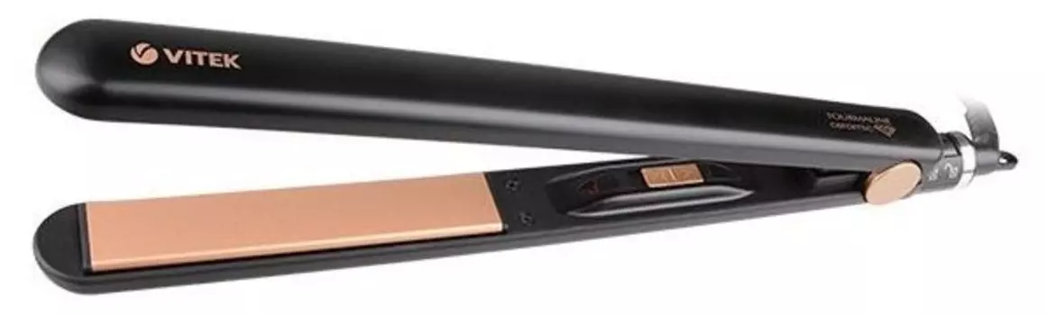 Выпрямитель Vitek VT-2317, 220°C, 32Вт, турмалиновое покрытие, режимов: 1, петля для подвешивания, 1.8м, коричневый (VT-2317)