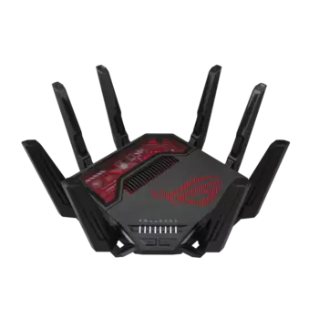 Wi-Fi роутер ASUS ROG Rapture GT-BE19000, 802.11a/b/g/n/ac/ax/be, 2.4/5/6 ГГц, до 18.7 Гбит/с, LAN 6x2.5 Гбит/с, WAN 1x10 Гбит/с, внешних антенн: 8, 1xUSB 2.0, 1xUSB 3.0 (GT-BE19000)