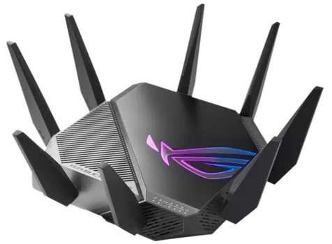 Wi-Fi роутер ASUS ROG Rapture GT-AXE11000, 802.11a/b/g/n/ac/ax, 2.4/5/6 ГГц, до 10.8 Гбит/с, LAN 4x1 Гбит/с, WAN 1x2.5 Гбит/с, внешних антенн: 8, 2xUSB 3.0 (GT-AXE11000)