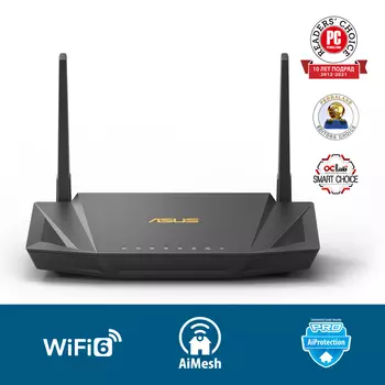 Wi-Fi роутер ASUS RT-AX56U, 802.11a/b/g/n/ac/ax, 2.4 / 5 ГГц, до 1.78 Гбит/с, LAN 4x1 Гбит/с, WAN 1x1 Гбит/с, внешних антенн: 2, 1шт.xUSB 2.0, 1шт.xUSB 3.0 (90IG05B0-BO3H00)