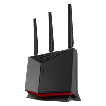 Wi-Fi роутер ASUS RT-BE86U, 802.11a/b/g/n/ac/ax/be, 2.4 / 5 ГГц, до 6.8 Гбит/с, LAN 4x2.5 Гбит/с, WAN 1x10 Гбит/с, внешних антенн: 3, внутренних антенн: 1, 1xUSB 2.0, 1xUSB 3.0 (90IG08W0-MO9A0V)