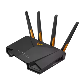 Wi-Fi роутер ASUS TUF Gaming AX4200, 802.11a/b/g/n/ac/ax, 2.4 / 5 ГГц, до 4.18 Гбит/с, LAN 4x1 Гбит/с, WAN 1x2.5 Гбит/с, внешних антенн: 4, 1xUSB 3.0 (TUF-AX4200)