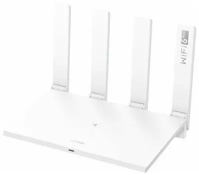 Wi-Fi роутер Huawei WS7100-25, 802.11a/b/g/n/ac/ax, 2.4 / 5 ГГц, до 2.98 Гбит/с, LAN 3x1 Гбит/с, WAN 1x1 Гбит/с, внешних антенн: 4 (53030ADU)