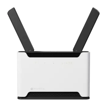 Wi-Fi роутер MikroTik Chateau LTE18 ax, 802.11a/b/g/n/ac/ax, 2.4 / 5 ГГц, до 1.78 Гбит/с, LAN 4x1 Гбит/с, WAN 1x2.5 Гбит/с, внешних антенн: 2x4 дБи, внутренних антенн: 4, 1xUSB 3.0, LTE (S53UG + 5HaxD2HaxD-TC&EG18-EA)