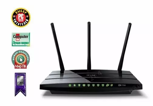 Wi-Fi роутер TP-LINK Archer C7, 802.11a/b/g/n/ac, 2.4 / 5 ГГц, до 1.75 Гбит/с, LAN 4x1 Гбит/с, внешних антенн: 3x5dBi, внутренних антенн: 3, 1шт.xUSB 2.0