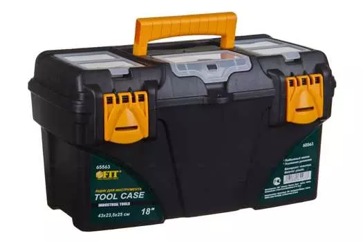 Ящик для инструмента 18" 43 см x 23.5 см x 25 см, пластик, ручка, FIT (65563)