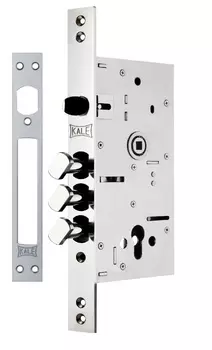 Замок врезной цилиндровый Kale Kilit 282 RD CR, класс 4, защелка, ригелей: 3, хром (282RD000003)