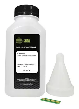 Заправочный набор лазерный Cactus CS-RK-106R02773, 60 г, черный для Xerox Phaser 3020/3020BI, WorkCentre 3025/3025BI/3025NI (106R02773) совместимый, с чипом