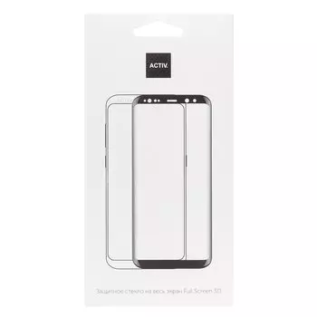 Защитное стекло Activ Clean Line для экрана смартфона Oppo Realme C21Y, Full screen, ударопрочное, поверхность глянцевая, черная рамка, 3D (203154)