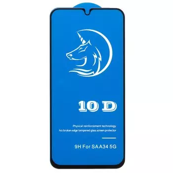 Защитное стекло Activ Clean Line для экрана смартфона Samsung Galaxy A34, FullScreen, поверхность глянцевая, черная рамка, 3D (213278)