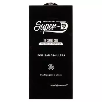 Защитное стекло Activ SUPER 3D для экрана смартфона Samsung Galaxy S24 Ultra, Full Screen/Full Glue, поверхность глянцевая, черная рамка, 2.5D (238747)