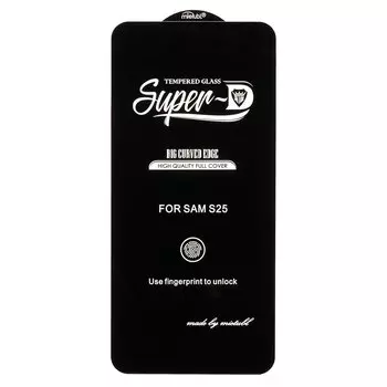 Защитное стекло Activ SUPER 3D для экрана смартфона Samsung Galaxy S25, Full Screen/Full Glue, поверхность глянцевая, черная рамка, 2.5D (238752)