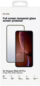 Защитное стекло Barn&Hollis для экрана смартфона Huawei Mate 20 Pro, FullScreen, черная рамка
