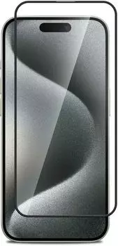 Защитное стекло BoraSCO для экрана смартфона Apple iPhone 15 Plus, FullScreen, поверхность матовая, черная рамка, 2.5D (72402)