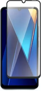 Защитное стекло BoraSCO для экрана смартфона Poco C65, Full Screen/Full Glue, поверхность матовая, черная рамка, 2.5D (72845)