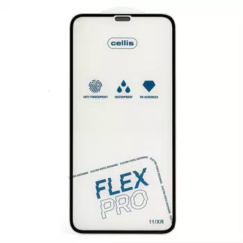 Защитное стекло Cellis Flex Pro для экрана смартфона Apple iPhone 11/iPhone XR, FullScreen, поверхность глянцевая, черная рамка, 2.5D (236361)