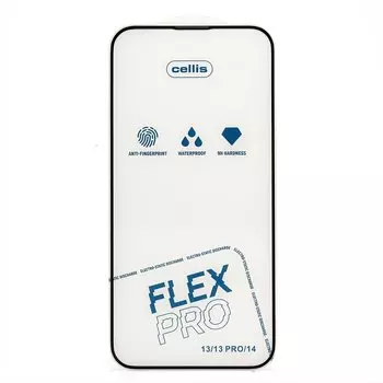 Защитное стекло Cellis Flex Pro для экрана смартфона Apple iPhone 13/iPhone 13 Pro/iPhone 14, FullScreen, поверхность глянцевая, черная рамка, 2.5D (236365)