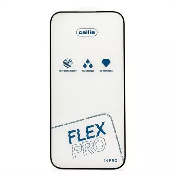 Защитное стекло Cellis Flex Pro для экрана смартфона Apple iPhone 14 Pro, FullScreen, поверхность глянцевая, черная рамка, 2.5D (236367)