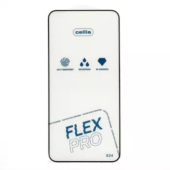 Защитное стекло Cellis Flex Pro для экрана смартфона Samsung Galaxy S24, FullScreen, поверхность глянцевая, черная рамка, 2.5D (238723)