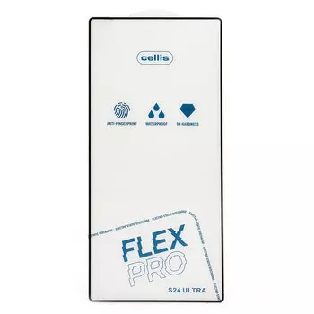 Защитное стекло Cellis Flex Pro для экрана смартфона Samsung Galaxy S24 Ultra, FullScreen, поверхность глянцевая, черная рамка, 2.5D (238725)