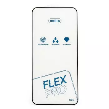 Защитное стекло Cellis Flex Pro для экрана смартфона Samsung Galaxy S25, FullScreen, поверхность глянцевая, черная рамка, 2.5D (238726)