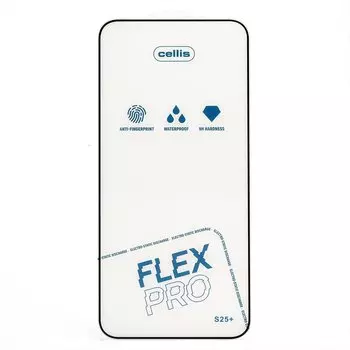 Защитное стекло Cellis Flex Pro для экрана смартфона Samsung Galaxy S25+, FullScreen, поверхность глянцевая, черная рамка, 2.5D (238727)