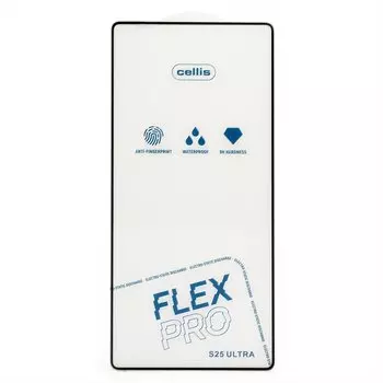 Защитное стекло Cellis Flex Pro для экрана смартфона Samsung Galaxy S25 Ultra, FullScreen, поверхность глянцевая, черная рамка, 2.5D (238728)