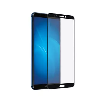 Защитное стекло DF для экрана смартфона Huawei Honor 7A Pro/Y6 (2018) / Honor 7C / Y6 Prime (2018), FullScreen, поверхность глянцевая, черная рамка, 3D (hwColor-53)