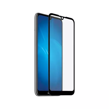 Защитное стекло DF для экрана смартфона Huawei Y5 (2019)/ Honor 8S/ 8S Prime, FullScreen, поверхность глянцевая, черная рамка (DF hwColor-91 (black))