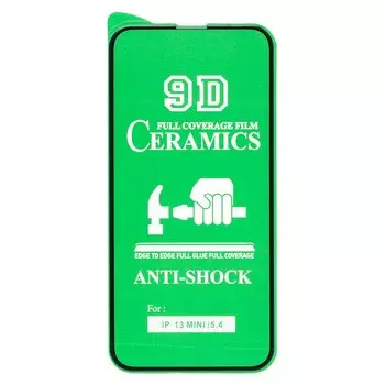 Защитное стекло для экрана смартфона Apple iPhone 13 mini (5.4"), Full screen, ударопрочное, поверхность глянцевая, черная рамка, 2.5D (213150)
