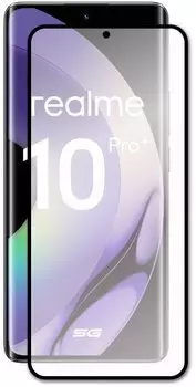 Защитное стекло Red Line для экрана смартфона Realme 10 Pro Plus 5G, Full screen full glue, поверхность глянцевая, черная рамка, 3D (УТ000033793)