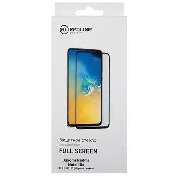 Защитное стекло Red Line для экрана смартфона Xiaomi Redmi Note 10s, FullScreen, черная рамка (УТ000024055)