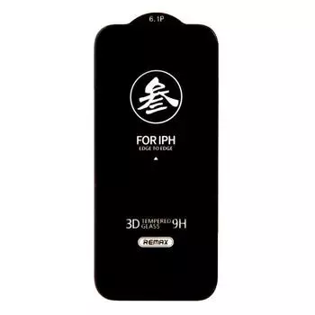Защитное стекло Remax для экрана смартфона Apple iPhone 14 Pro, Full screen, защита динамика, ударопрочное, черная рамка, 3D (897930)