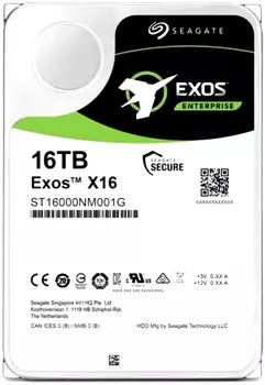 Жесткий диск (HDD) Seagate 16Tb Exos X16, 3.5", 7.2K, 256Mb, 4Kn/512e, SAS 12Gb/s (ST16000NM002G)
