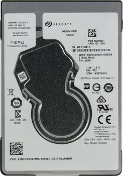 Жесткий диск (HDD) Seagate 500Gb Barracuda, 2.5", 5400rpm, 128Mb, SATA3 (ST500LM030-FR) Восстановленный производителем