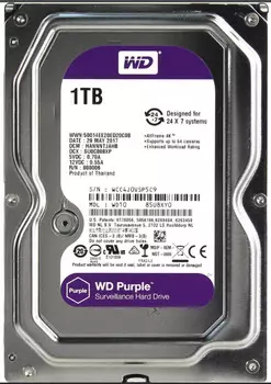 Жесткий диск (HDD) Western Digital 1Tb Purple, 3.5", 5400rpm, 64Mb, SATA3 (WD10EJRX)