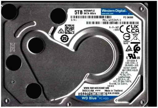Жесткий диск (HDD) Western Digital 5Tb Blue, 2.5", 4800 об/мин, 128Mb, SATA3 (WD50NPJZ)
