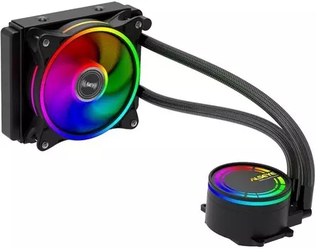 Жидкостное охлаждение Alseye H120 1.0 для Socket 115x/2066/2011/2011-3/1356/1366/1200/775/AM4/AM3/AM3+/FM1/AM2+/FM2/FM2+, 135 Вт, 1x120мм, RGB LED